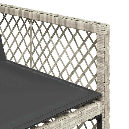 vidaXL 11 Piece Garden Dining Set with Cushions Light Grey Poly Rattan