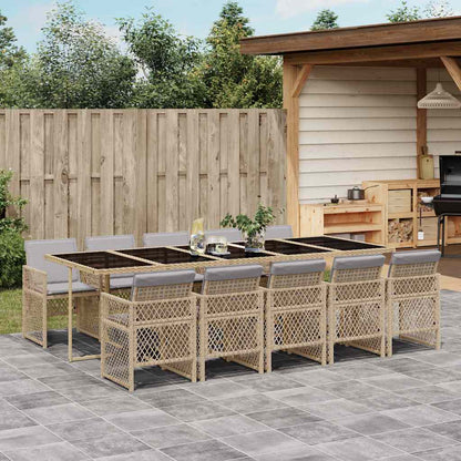 vidaXL Garden Dining Set | Beige | PE Rattan | 11 Piece Set | Foldable