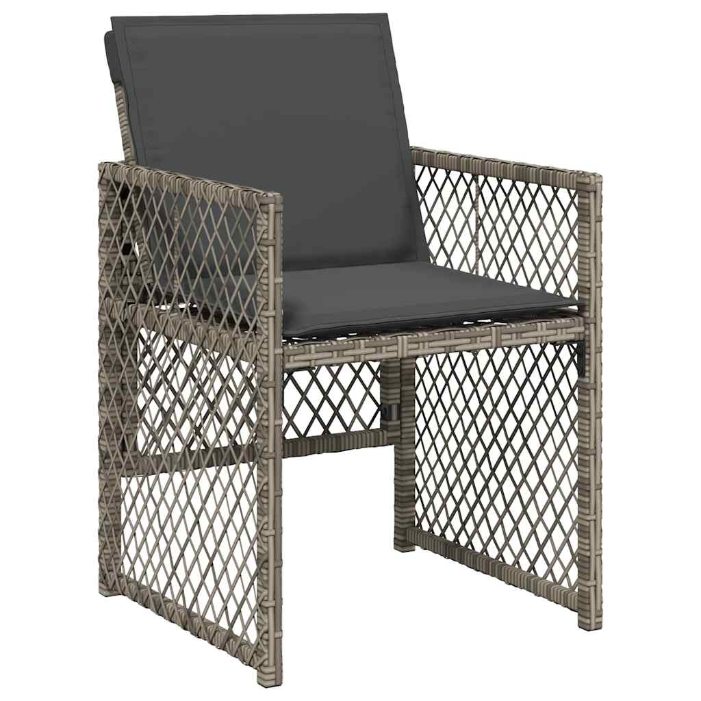 vidaXL 11 Piece Garden Dining Set with Cushions Grey Poly Rattan
