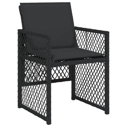 vidaXL 13 Piece Garden Dining Set with Cushions Black Poly Rattan