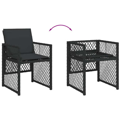 vidaXL 13 Piece Garden Dining Set with Cushions Black Poly Rattan