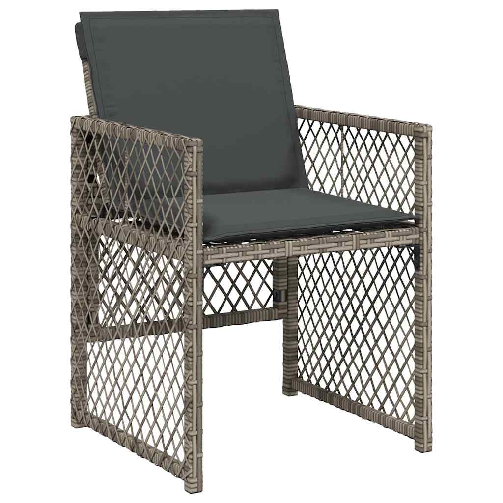 vidaXL 13 Piece Garden Dining Set with Cushions Grey Poly Rattan