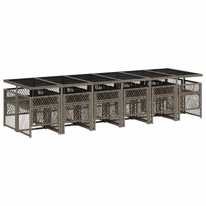 vidaXL 13 Piece Garden Dining Set with Cushions Grey Poly Rattan