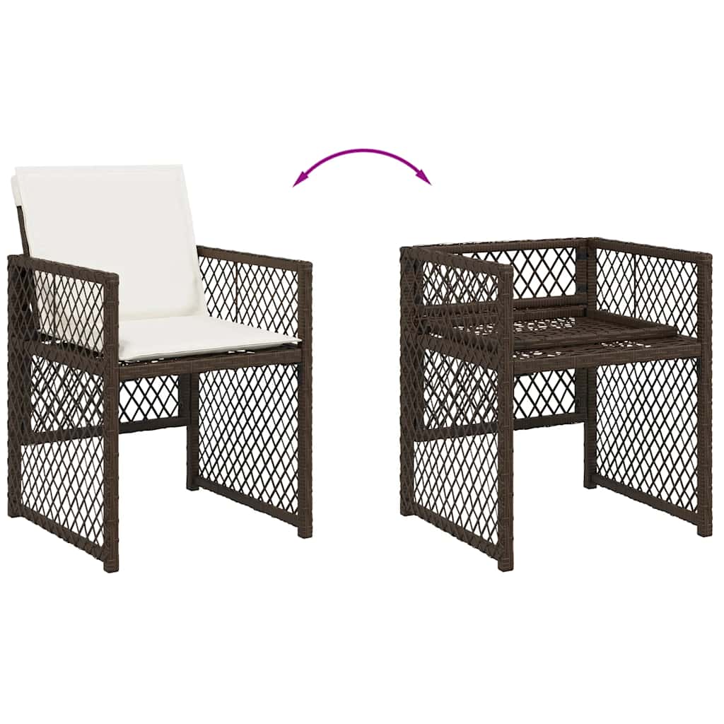 vidaXL 13 Piece Garden Dining Set with Cushions Brown Poly Rattan
