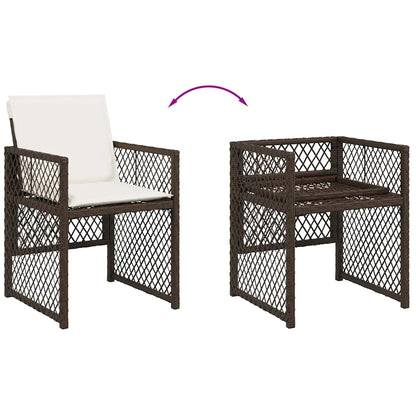 vidaXL 13 Piece Garden Dining Set with Cushions Brown Poly Rattan