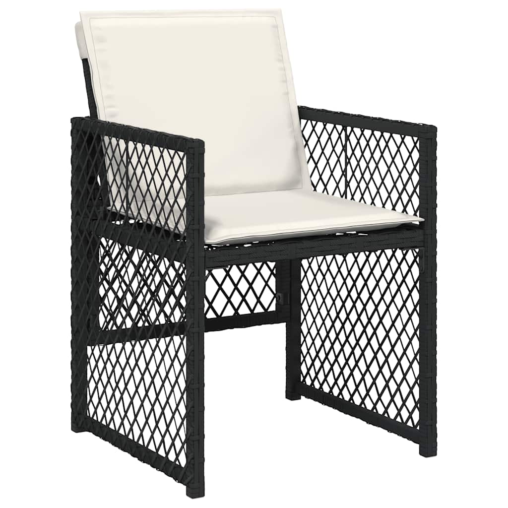 vidaXL 13 Piece Garden Dining Set with Cushions Black Poly Rattan