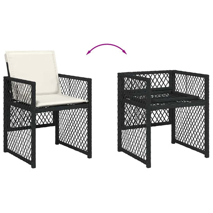vidaXL 9 Piece Garden Dining Set with Cushions Black Poly Rattan