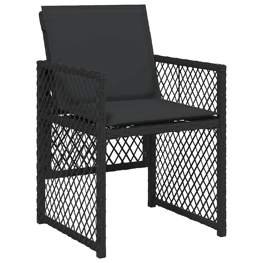 vidaXL 9 Piece Garden Dining Set with Cushions Black Poly Rattan