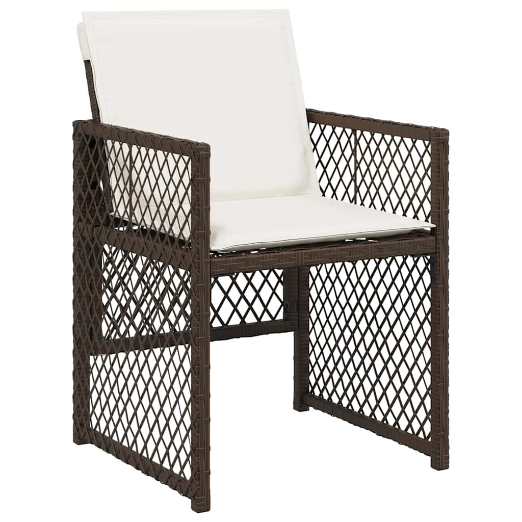 vidaXL 9 Piece Garden Dining Set with Cushions Brown Poly Rattan