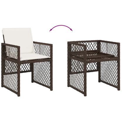 vidaXL 9 Piece Garden Dining Set with Cushions Brown Poly Rattan