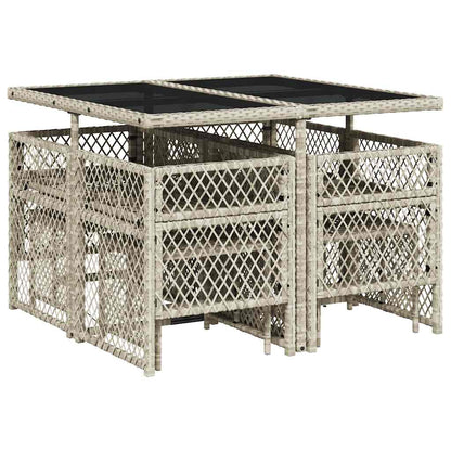 vidaXL 9 Piece Garden Dining Set with Cushions Light Grey Poly Rattan