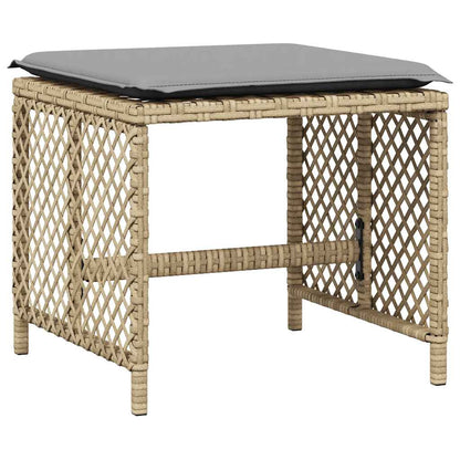 vidaXL 9 Piece Garden Dining Set with Cushions Beige Poly Rattan