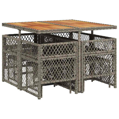 vidaXL 9 Piece Garden Dining Set with Cushions Grey Poly Rattan
