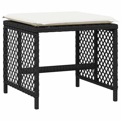 vidaXL 11 Piece Garden Dining Set with Cushions Black Poly Rattan