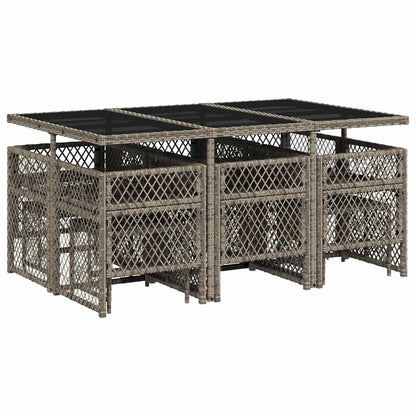vidaXL 11 Piece Garden Dining Set with Cushions Grey Poly Rattan