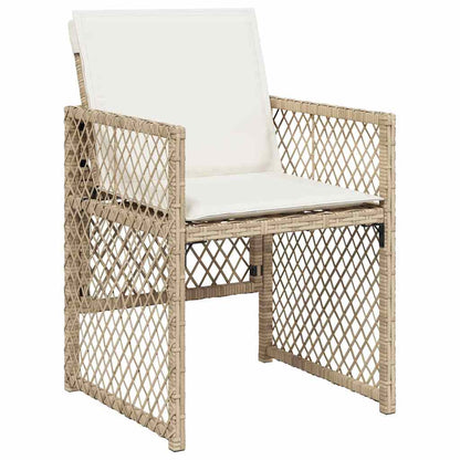vidaXL 11 Piece Garden Dining Set with Cushions Beige Poly Rattan