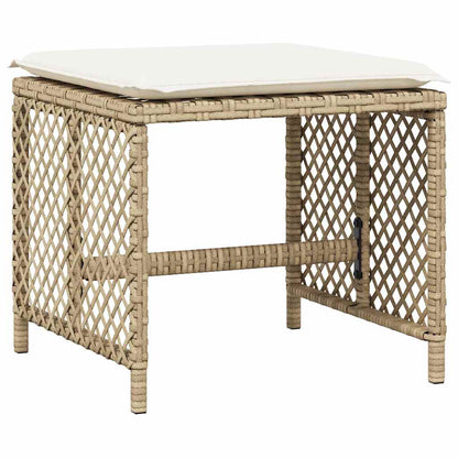 vidaXL 11 Piece Garden Dining Set with Cushions Beige Poly Rattan