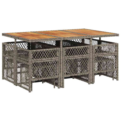 vidaXL 11 Piece Garden Dining Set with Cushions Grey Poly Rattan