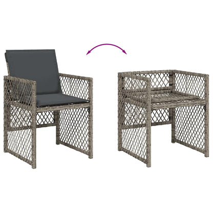 vidaXL 11 Piece Garden Dining Set with Cushions Grey Poly Rattan