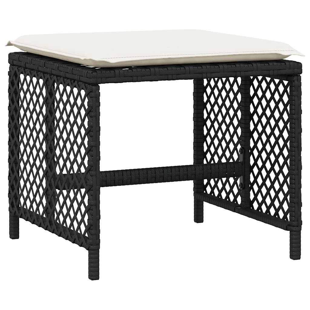vidaXL 11 Piece Garden Dining Set with Cushions Black Poly Rattan