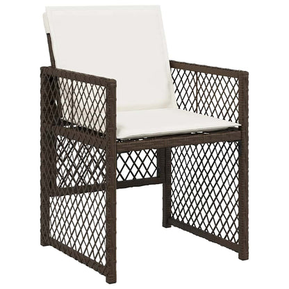 vidaXL 13 Piece Garden Dining Set with Cushions Brown Poly Rattan