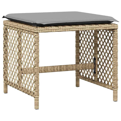 vidaXL 13 Piece Garden Dining Set with Cushions Beige Poly Rattan