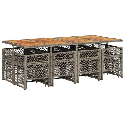 vidaXL 13 Piece Garden Dining Set with Cushions Grey Poly Rattan