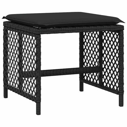 vidaXL 15 Piece Garden Dining Set with Cushions Black Poly Rattan