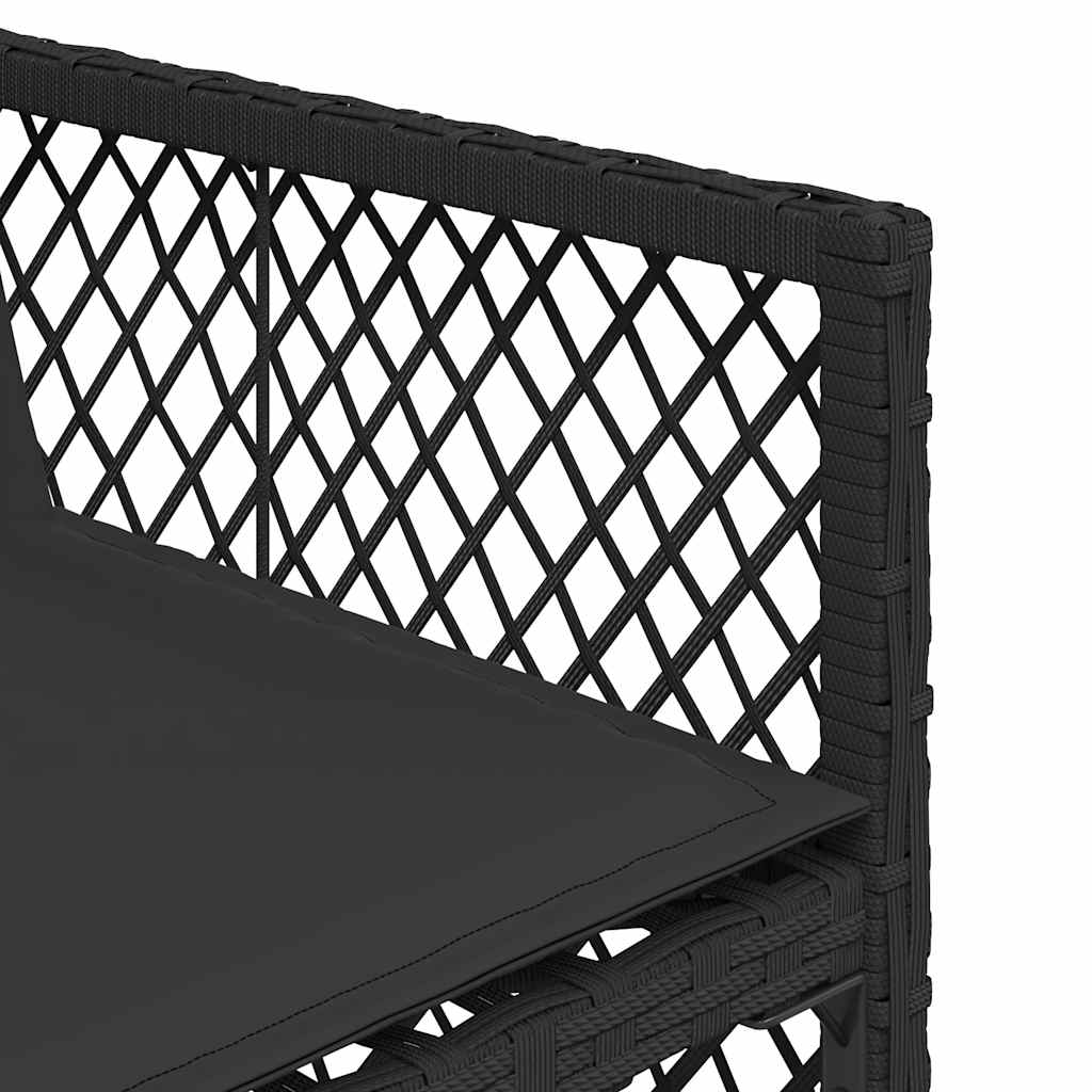 vidaXL 15 Piece Garden Dining Set with Cushions Black Poly Rattan