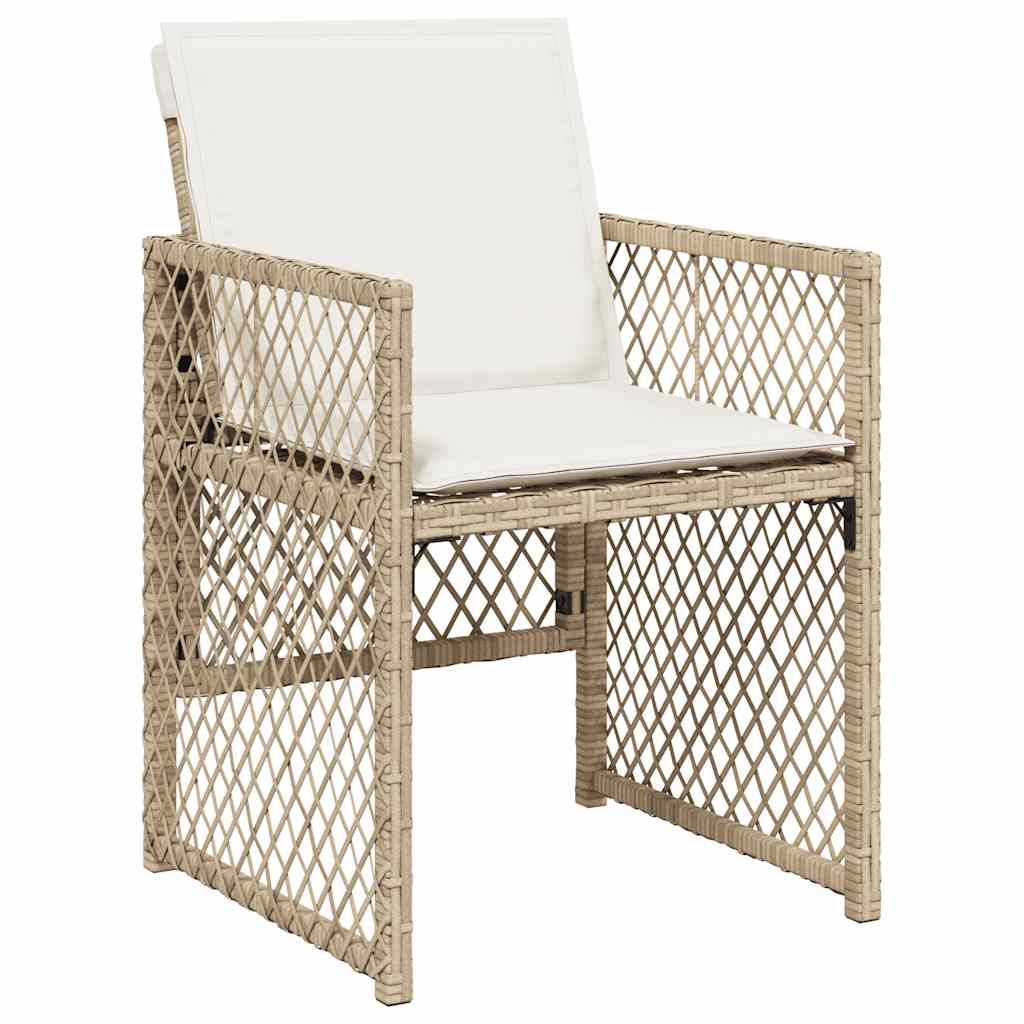 vidaXL 15 Piece Garden Dining Set with Cushions Beige Poly Rattan