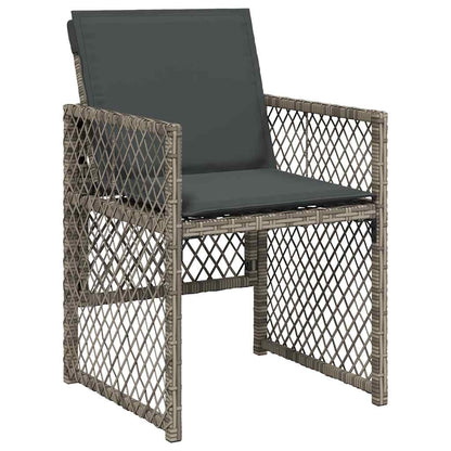 vidaXL 15 Piece Garden Dining Set with Cushions Grey Poly Rattan