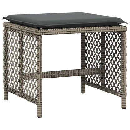 vidaXL 15 Piece Garden Dining Set with Cushions Grey Poly Rattan