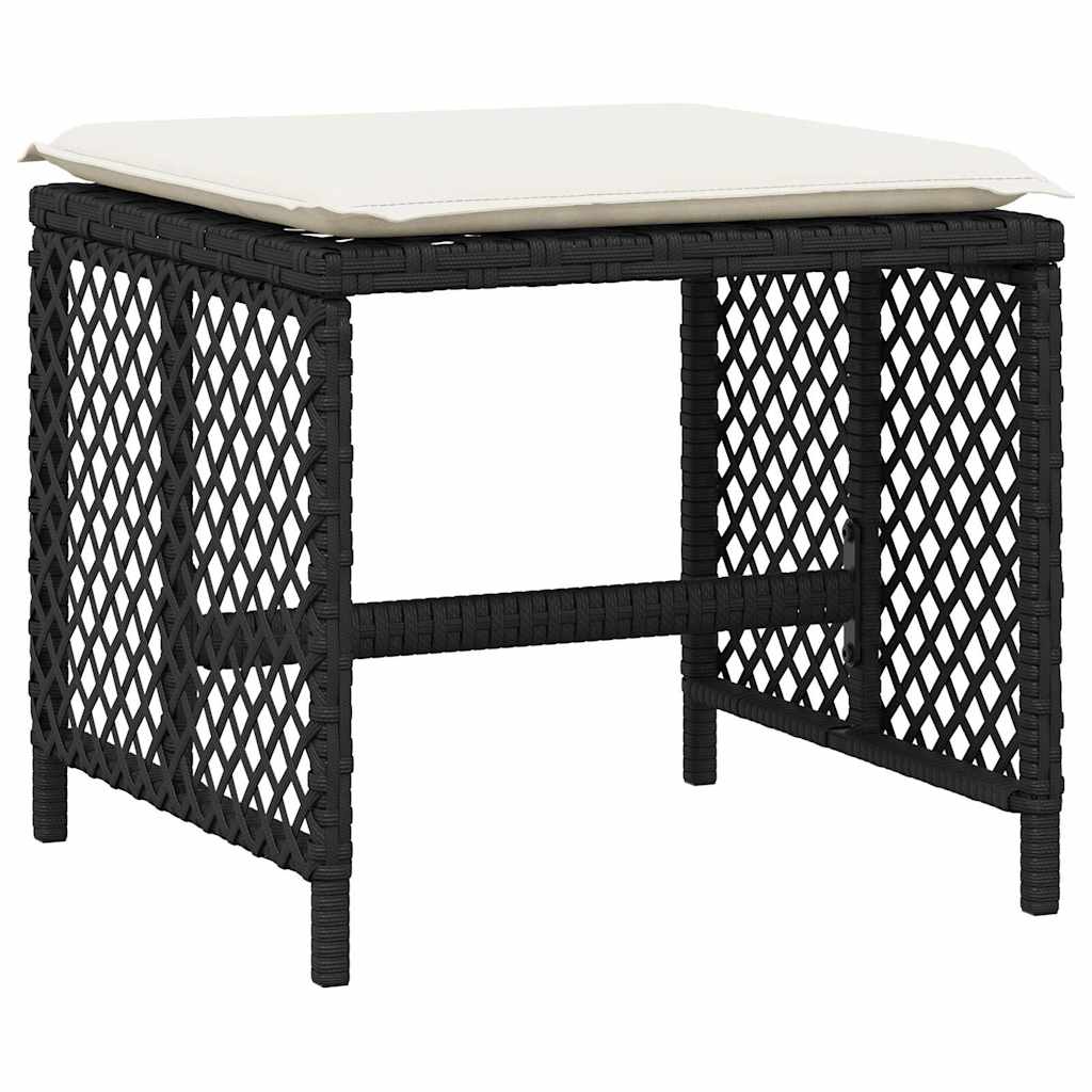 vidaXL 15 Piece Garden Dining Set with Cushions Black Poly Rattan