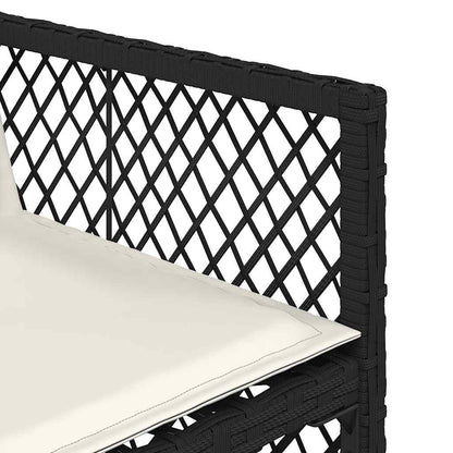 vidaXL 15 Piece Garden Dining Set with Cushions Black Poly Rattan