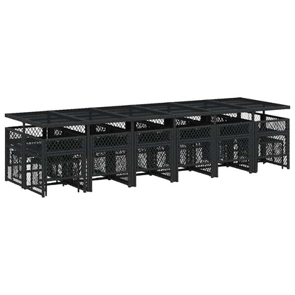 vidaXL 17 Piece Garden Dining Set with Cushions Black Poly Rattan