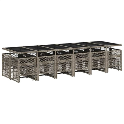 vidaXL 17 Piece Garden Dining Set with Cushions Grey Poly Rattan