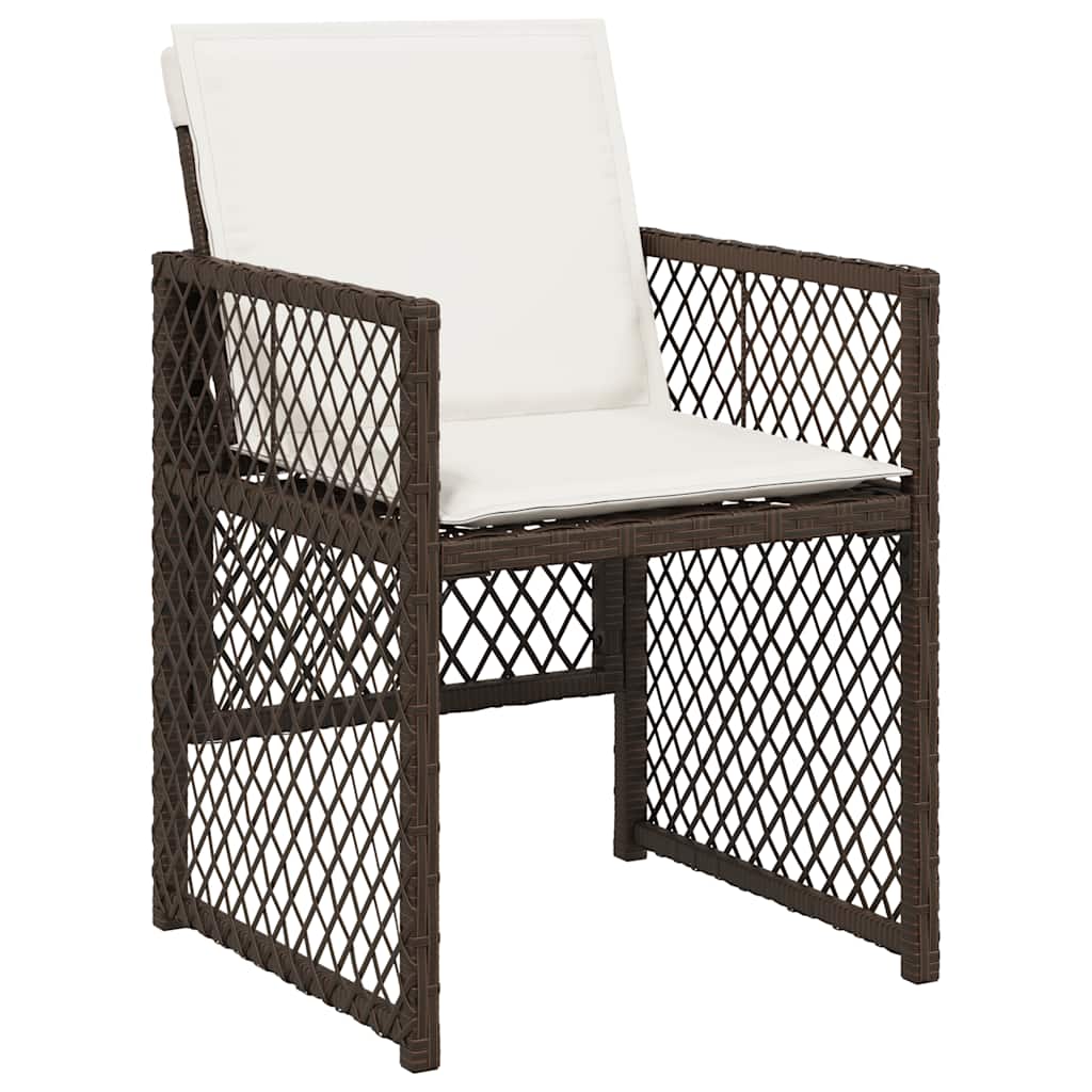 vidaXL 17 Piece Garden Dining Set with Cushions Brown Poly Rattan