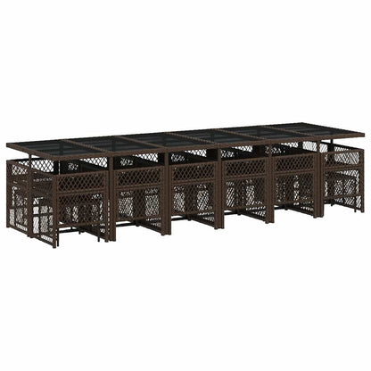 vidaXL 17 Piece Garden Dining Set with Cushions Brown Poly Rattan