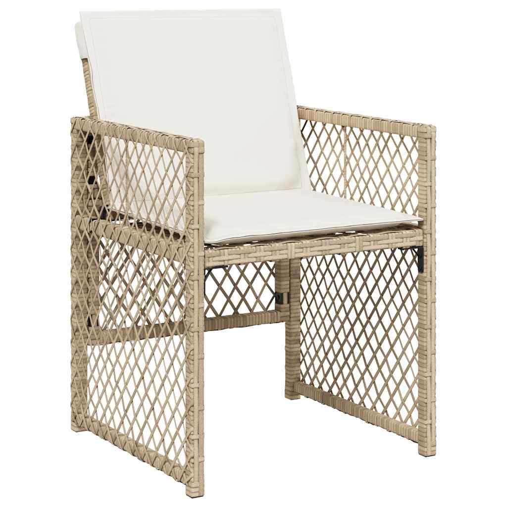 vidaXL 17 Piece Garden Dining Set with Cushions Beige Poly Rattan