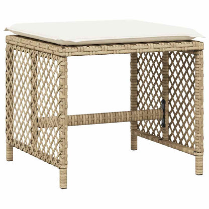 vidaXL 17 Piece Garden Dining Set with Cushions Beige Poly Rattan