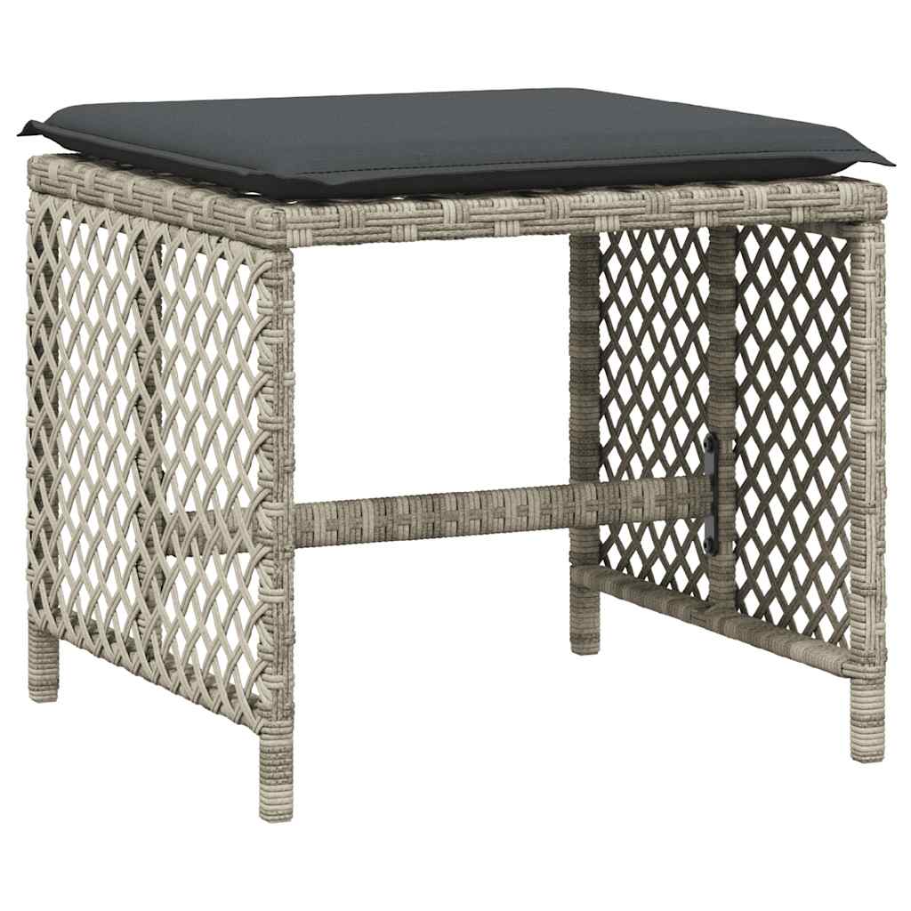 vidaXL 17 Piece Garden Dining Set with Cushions Light Grey Poly Rattan
