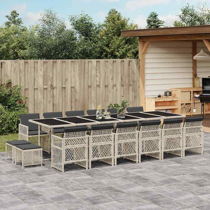 vidaXL 17 Piece Garden Dining Set with Cushions Light Grey Poly Rattan