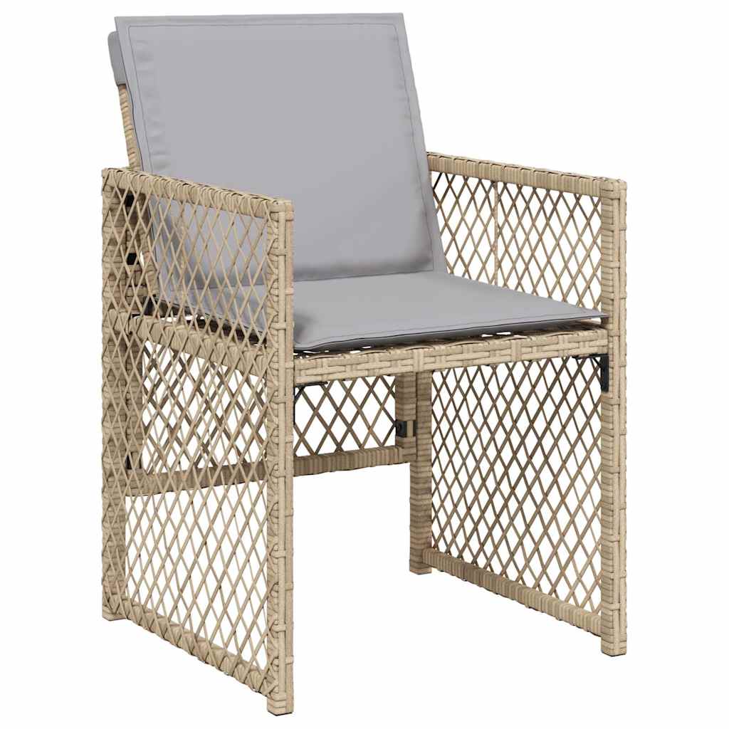 vidaXL 17 Piece Garden Dining Set with Cushions Beige Poly Rattan