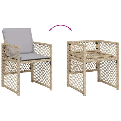 vidaXL 17 Piece Garden Dining Set with Cushions Beige Poly Rattan