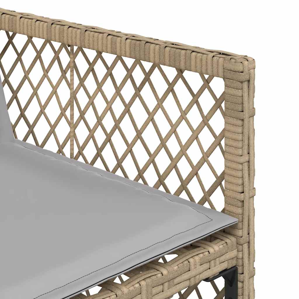vidaXL 17 Piece Garden Dining Set with Cushions Beige Poly Rattan