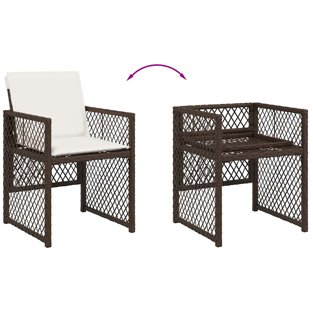vidaXL 9 Piece Garden Dining Set with Cushions Brown Poly Rattan
