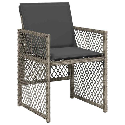 vidaXL 9 Piece Garden Dining Set with Cushions Grey Poly Rattan