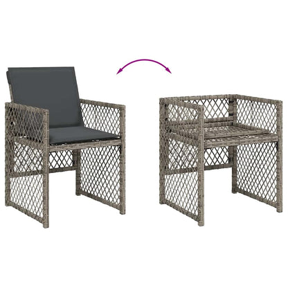 vidaXL 9 Piece Garden Dining Set with Cushions Grey Poly Rattan