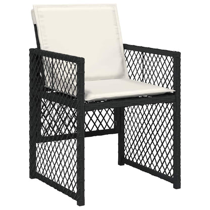 vidaXL 11 Piece Garden Dining Set with Cushions Black Poly Rattan