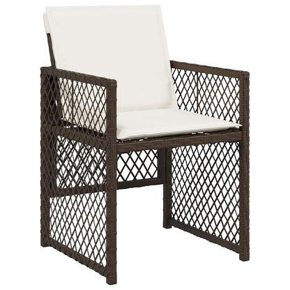 vidaXL 11 Piece Garden Dining Set with Cushions Brown Poly Rattan